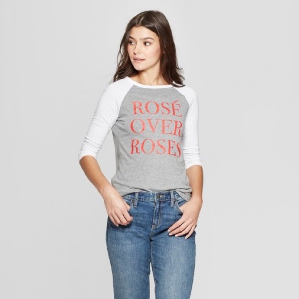 ROSÉ Over Roses Raglan Tee 3/4 Sleeve - Picture 2 of 3